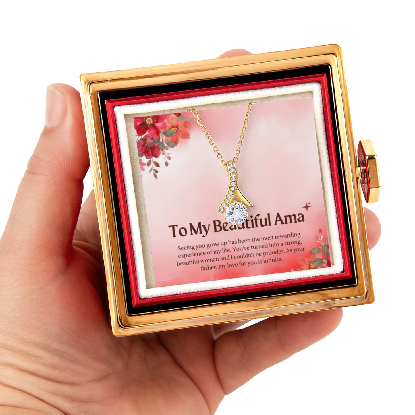 π Personalized To My Daughter Love Knot Necklace with Rose Box