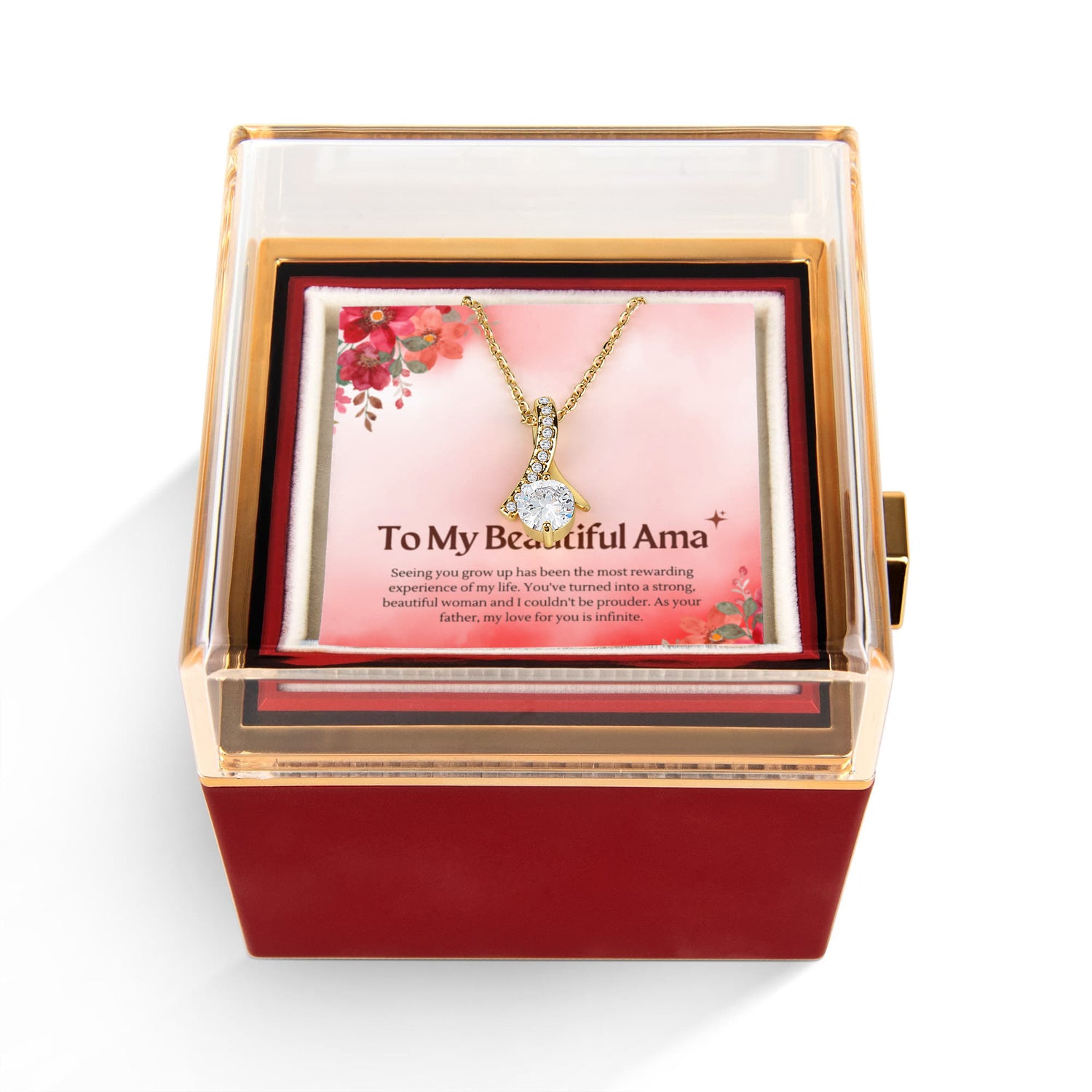 ๐ Personalized To My Daughter Love Knot Necklace with Rose Box