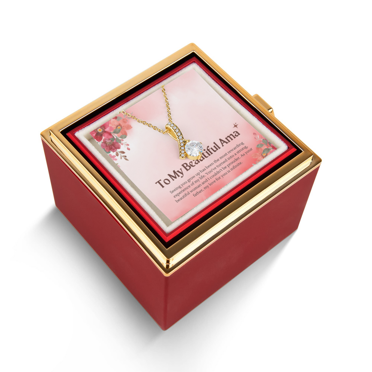 π Personalized To My Daughter Love Knot Necklace with Rose Box