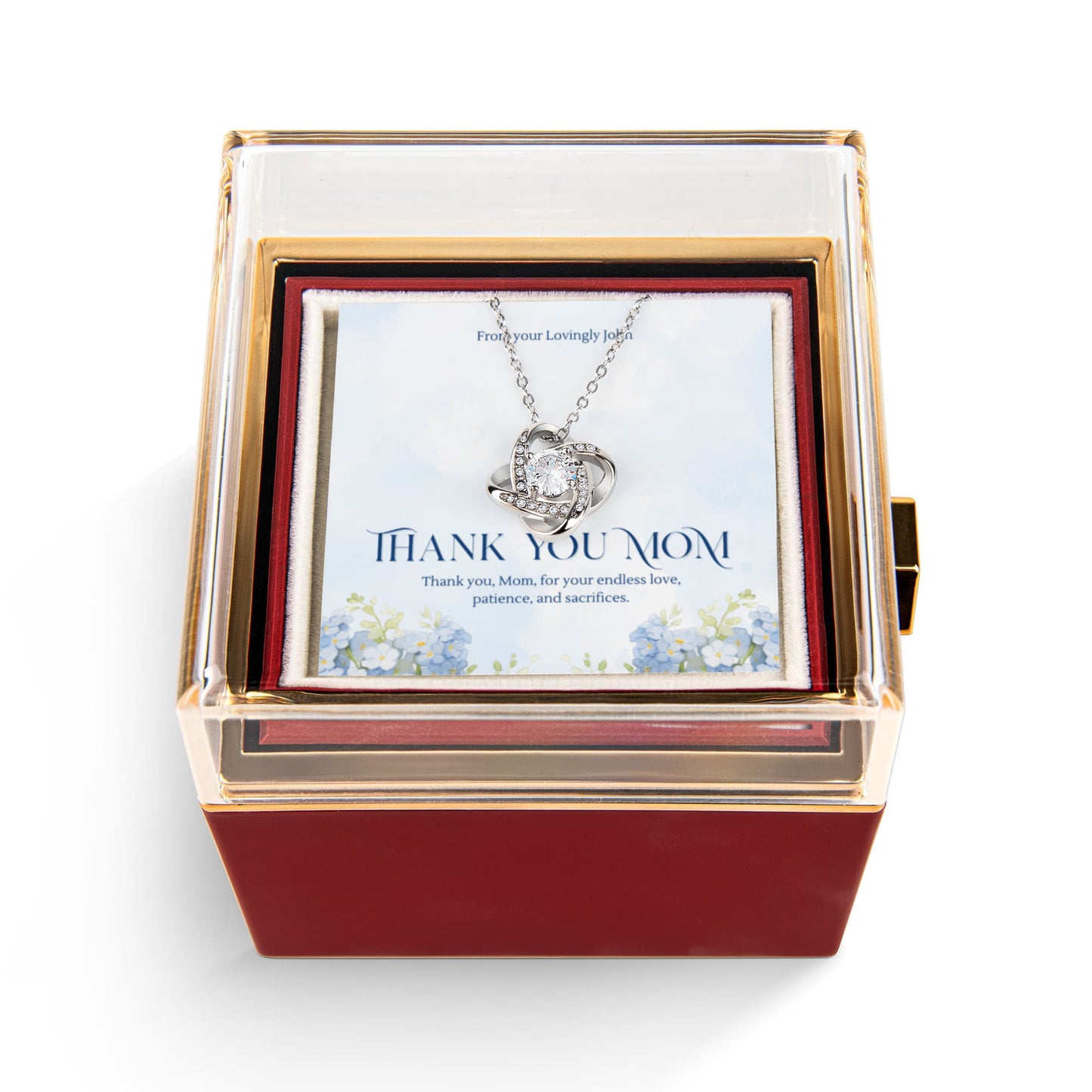 ๐น Personalized To My Mom Love Knot Necklace with Rose Box