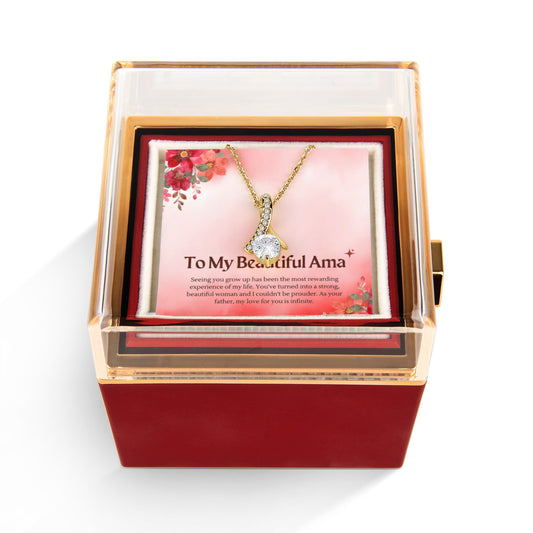 💖 Personalized To My Daughter Love Knot Necklace with Rose Box