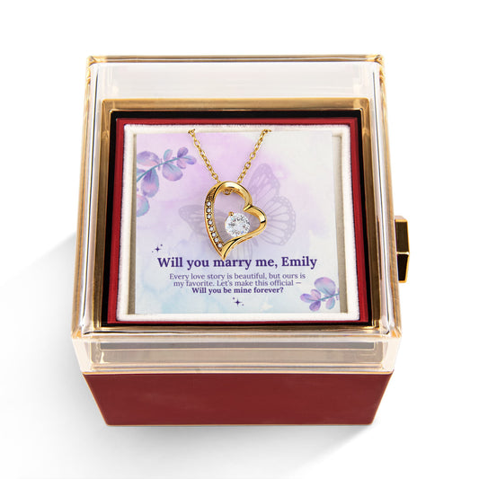 💍 Personalized Will You Marry Me? Necklace with Rose Box