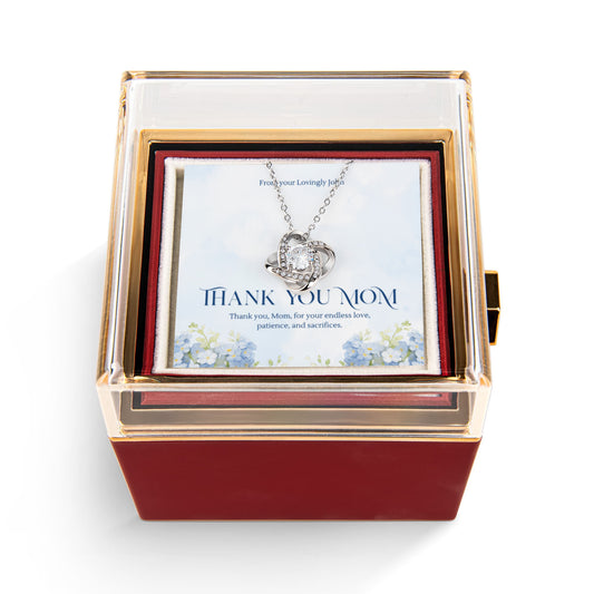 🌹 Personalized To My Mom Love Knot Necklace with Rose Box